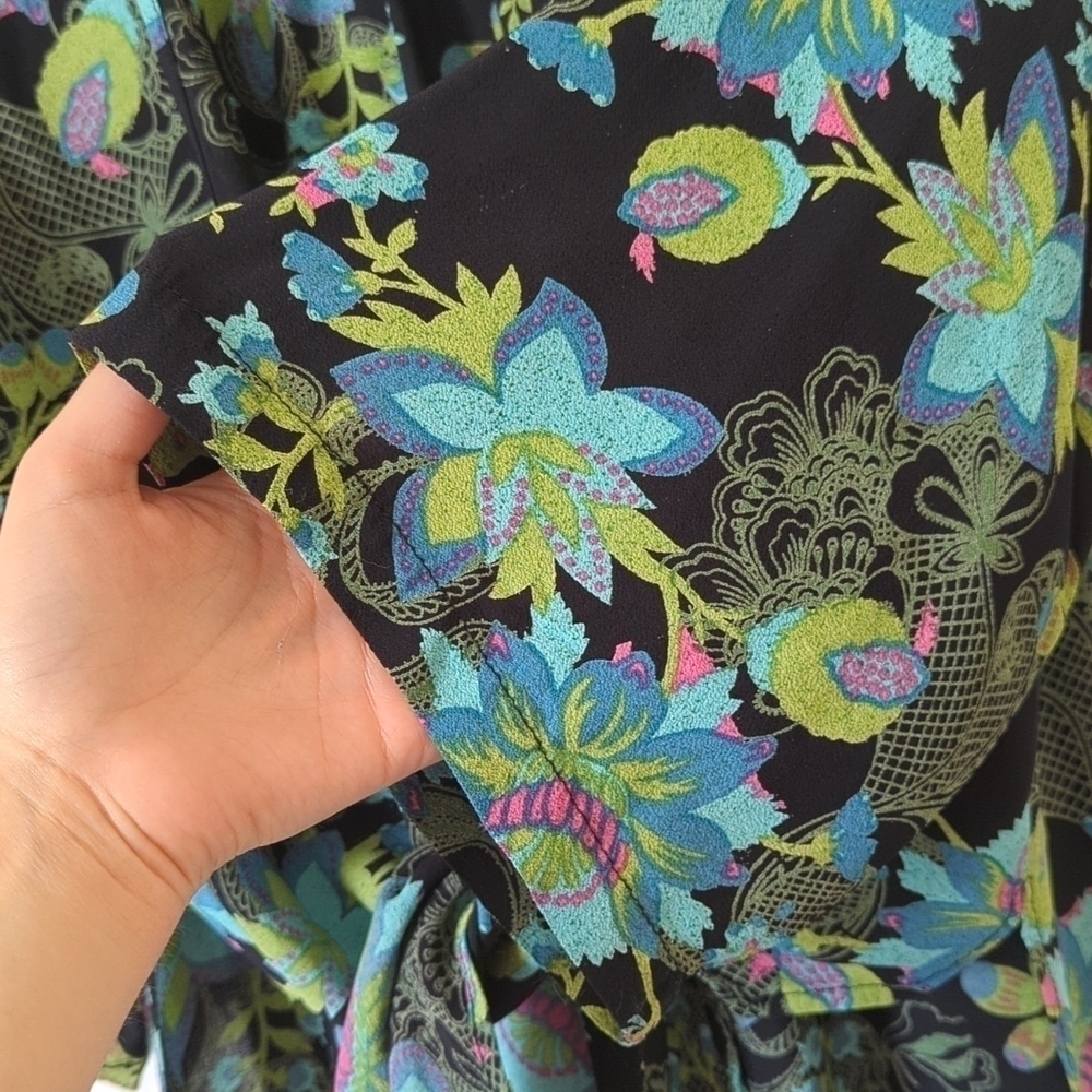 Love Lucy Love The Weekender Floral Tie Front Quarter Sleeve Kimono Cardigan XS - Picture 12 of 14